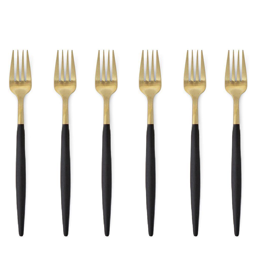 Black and Gold Cake Fork Set of 6 Aish Home