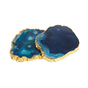 Blue Agate Quartz Coasters - Set of 2