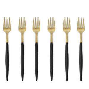Black and Gold Cake Fork - Set of 6