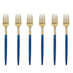 Blue and Gold Cake Fork - Set of 6