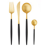 PEONY Black and Gold Cutlery Set - 16 Piece