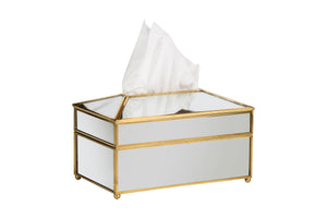 Glass Tissue Box with Gold Rim